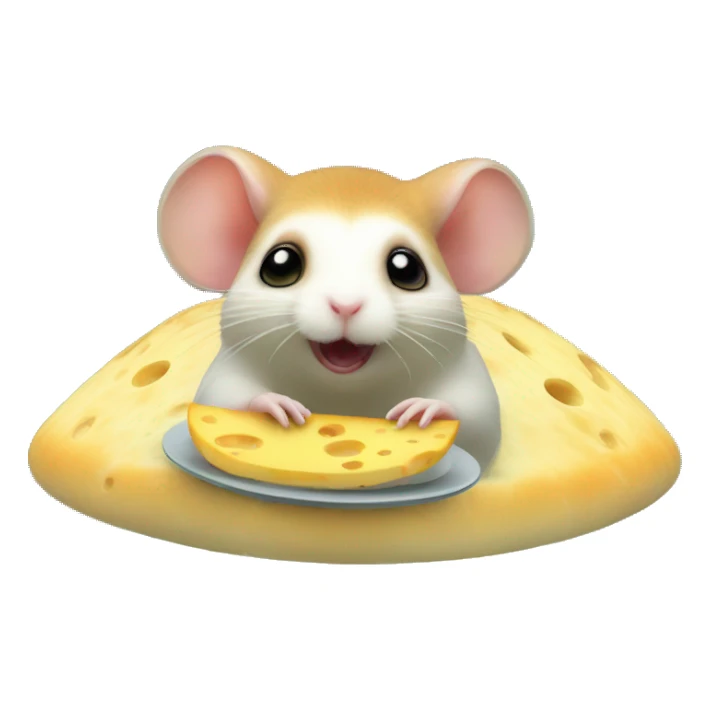 alien hamster in ufo abducting cheese sticker