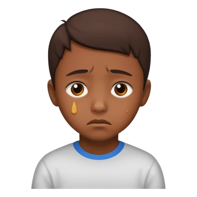 kid with brown skin sad hurt sticker