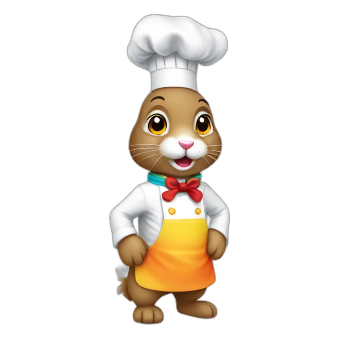 rainbow rabbit chef sticker