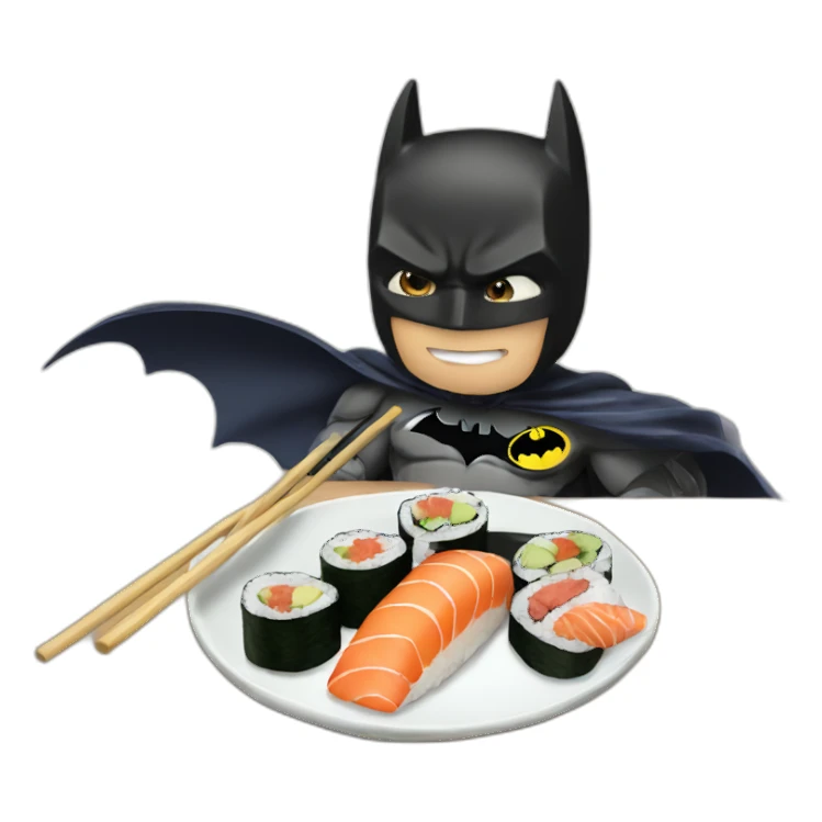 batman eating sushi sticker