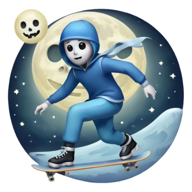  skater boi  ghost skating under a moon sticker