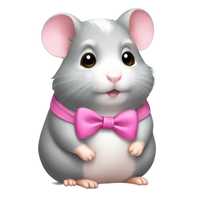 gray hamster wearing pink bow sticker