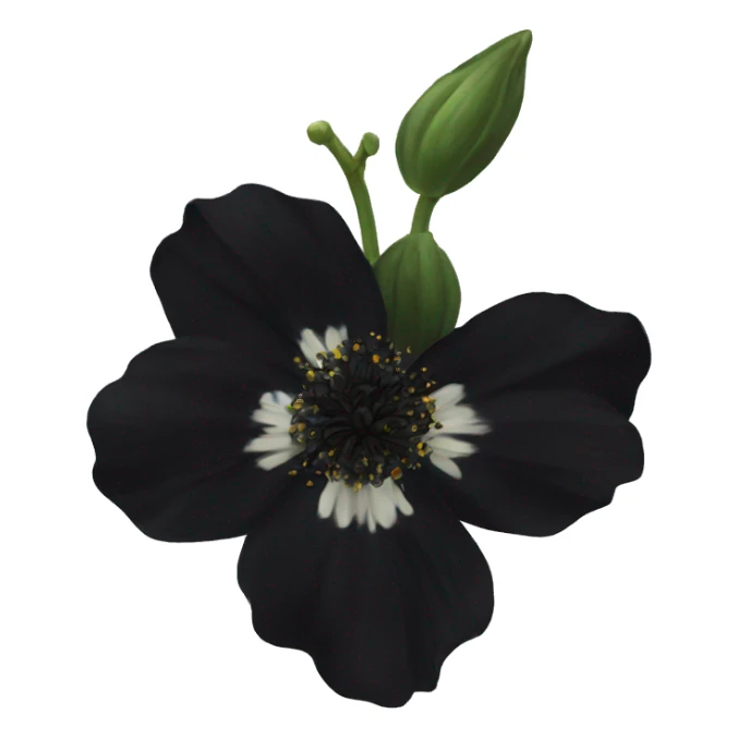  semi real Black flower sticker