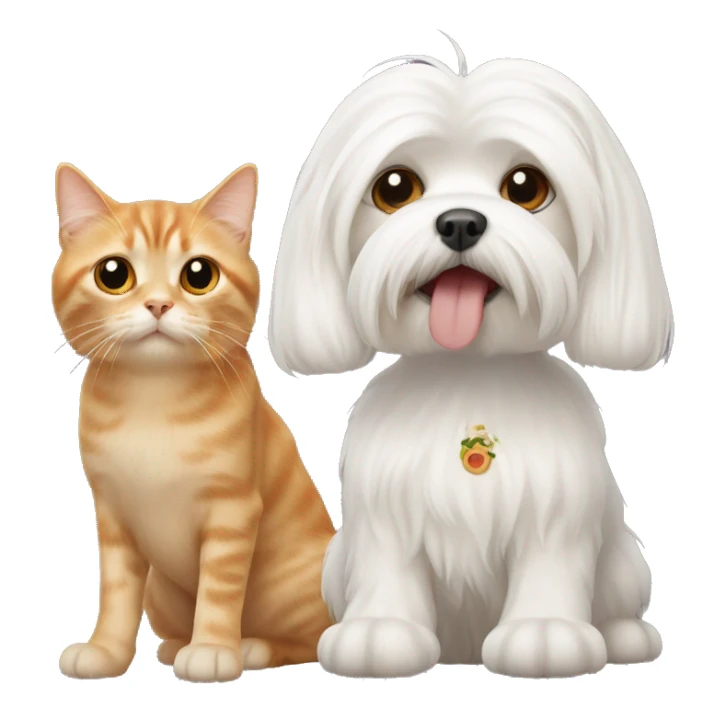 Maltese dog with ginger cat side by side sticker