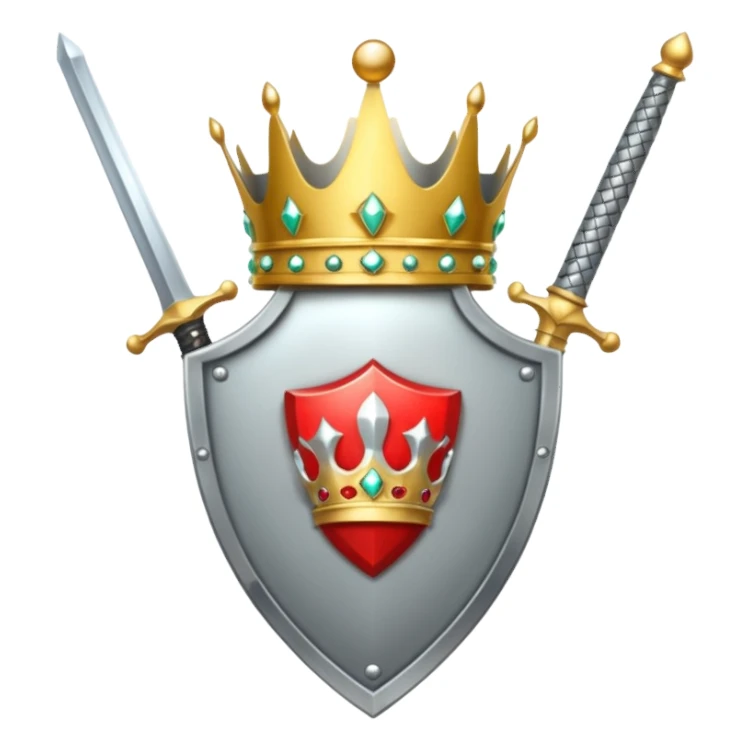 Powerful emoji with only sword, shield and crown sticker