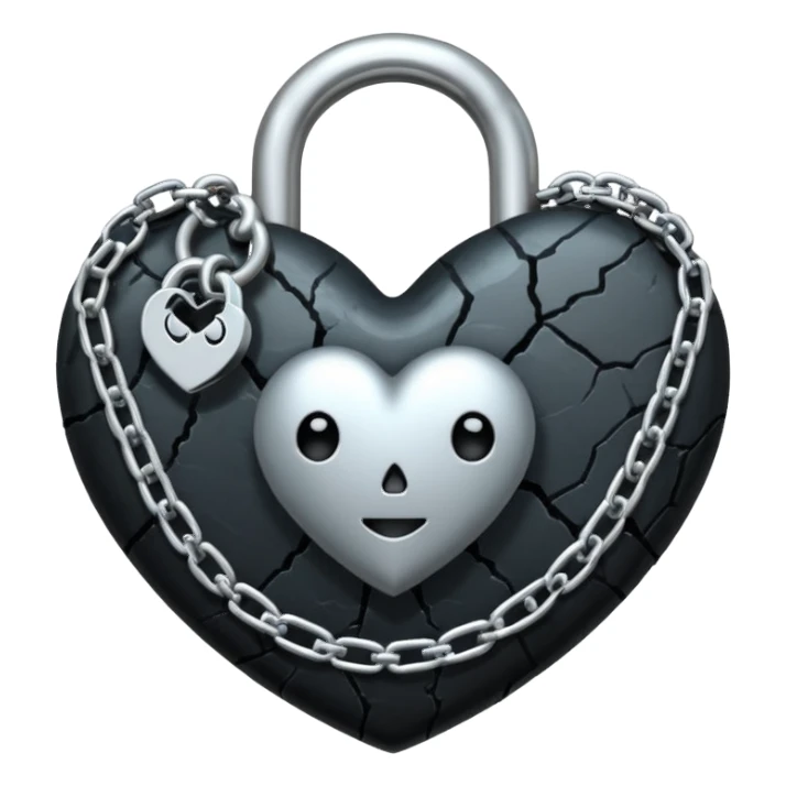 emo heart with full moon and silver lock sticker