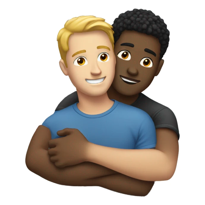 White guy and black guy hugging  sticker
