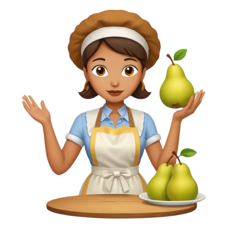 woman making pear cake sticker