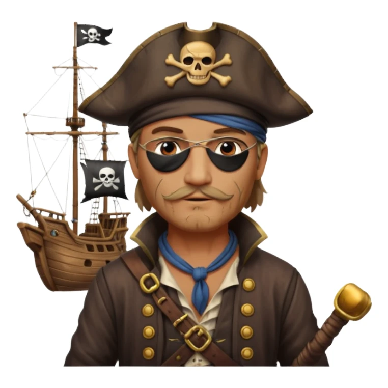 Pirat man standing ship sticker