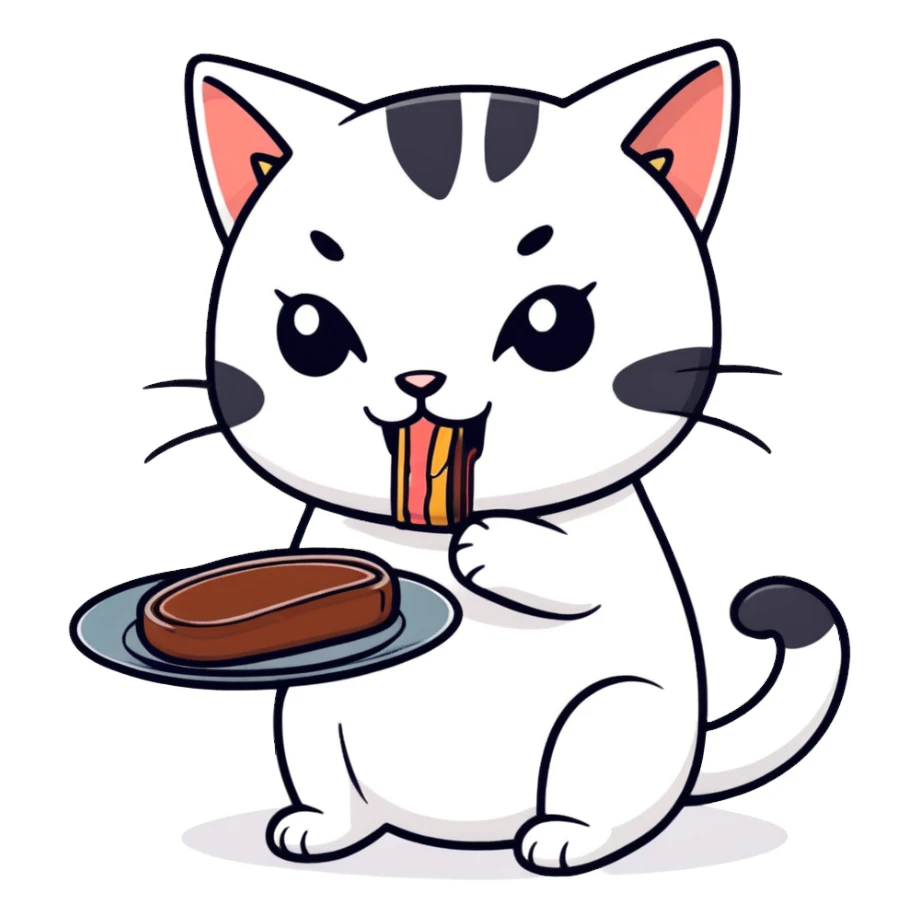 Cat eating steak  sticker