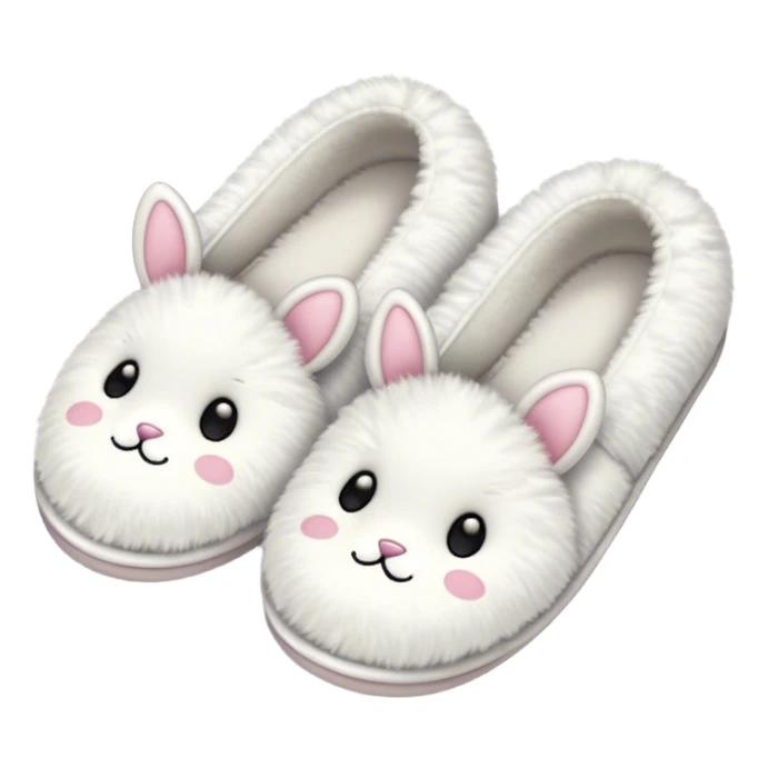white fluffy slippers with small cute ears sticker