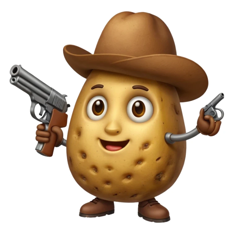 A potato with a gun sticker