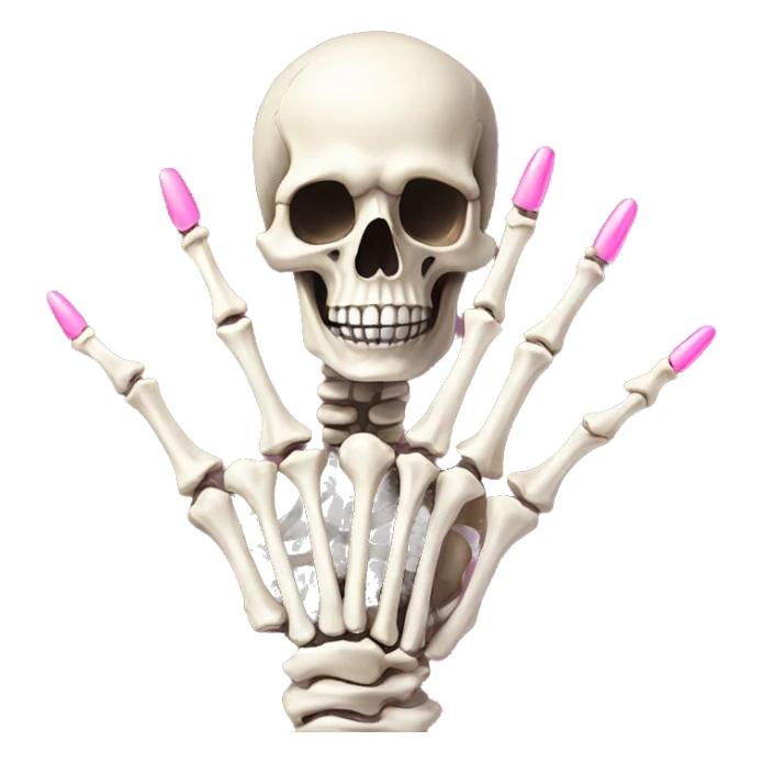Skeleton hands bones with pink polish nails  sticker