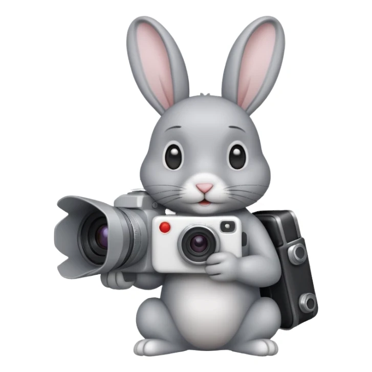 gray rabbit white camera sticker
