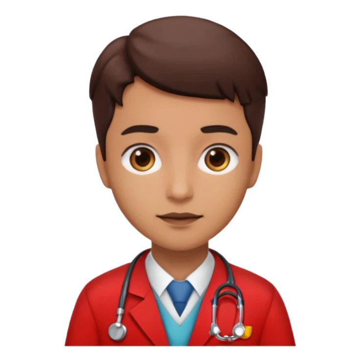 doctor with red uniform sticker