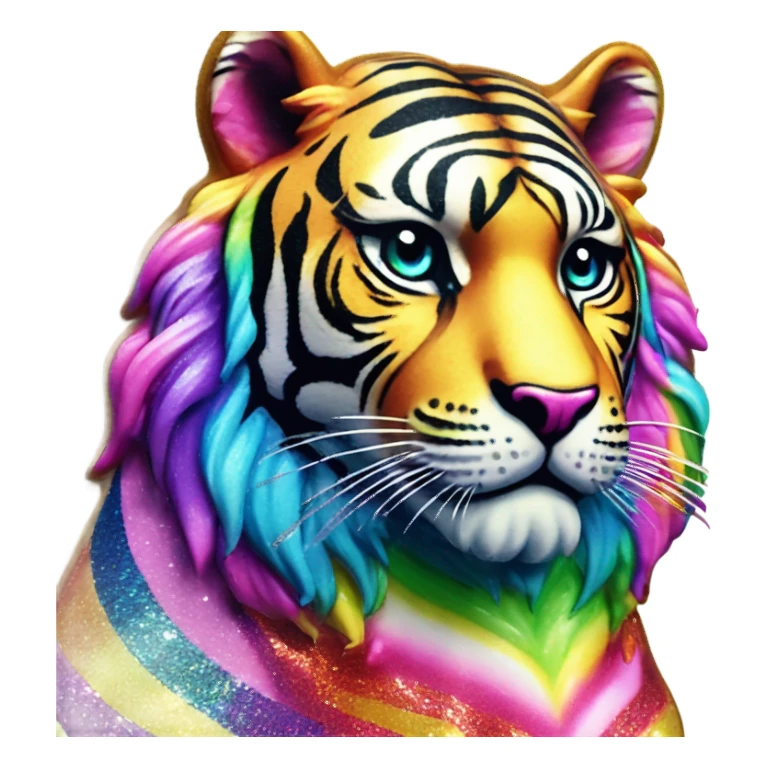 Rainbow Lisa Frank Tiger with glitter stripes ￼ sticker