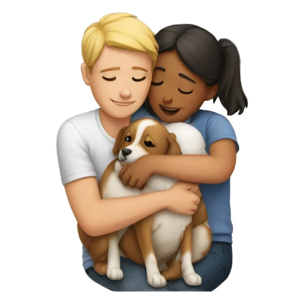 Cuddling with dog sticker