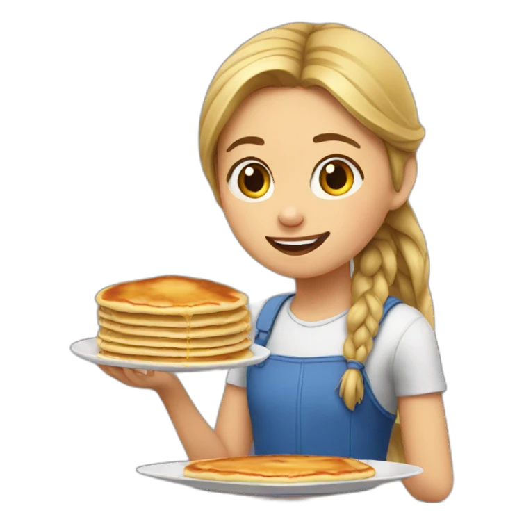 Girl eat pancake sticker