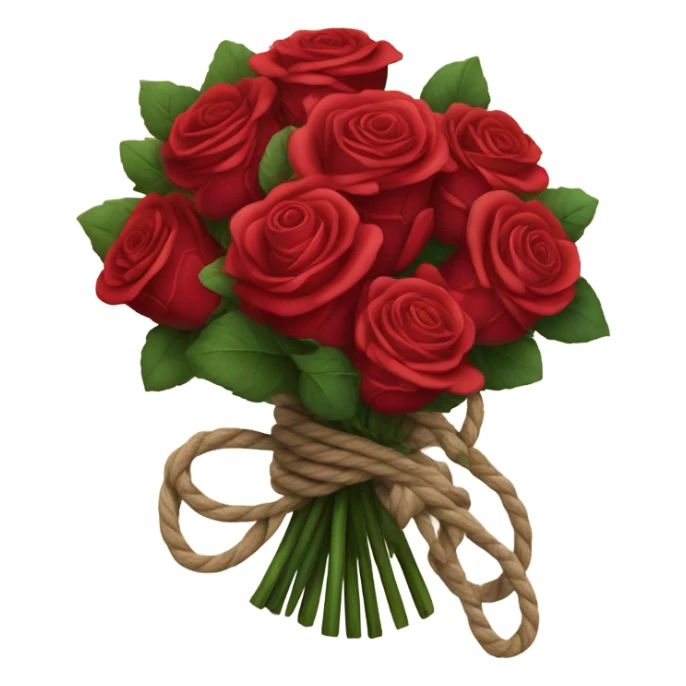 Bouquet red roses binded with rope sticker