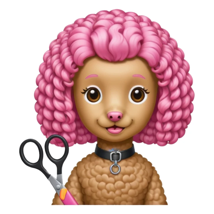 poodle color rosada tijera sticker