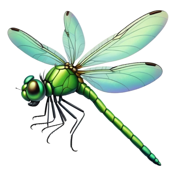 Green dragonfly with no facial features sticker