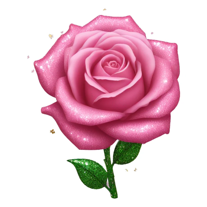 Pink rose with glitter sticker