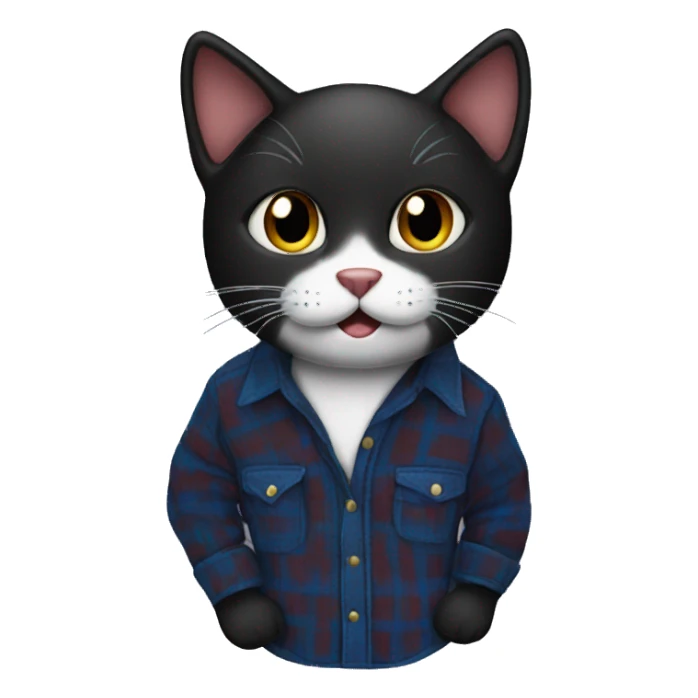 Black cat wearing a flannel sticker