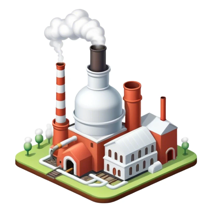 Isometric small white sugar factory  sticker
