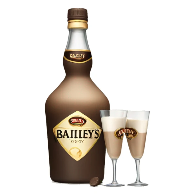 Baileys bottle with 2 glasses sticker