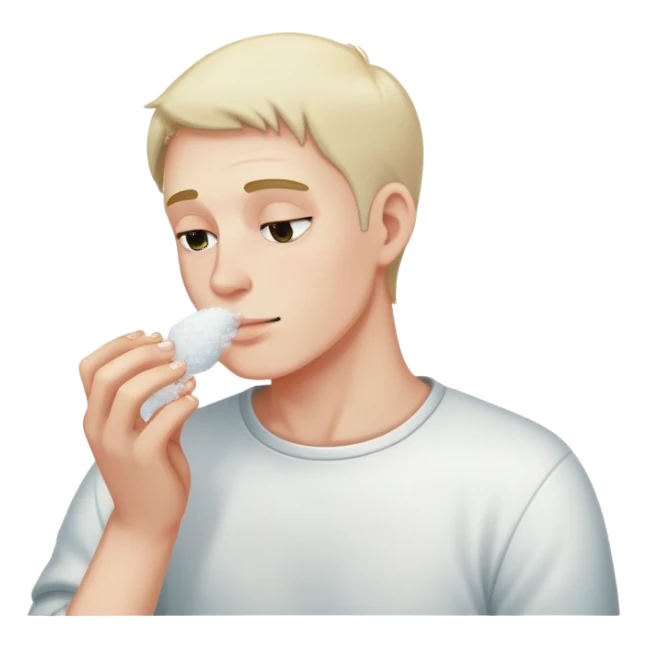 Man smelling salt sticker