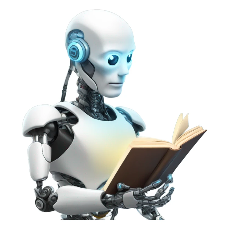 Cool cyborg reading book sticker