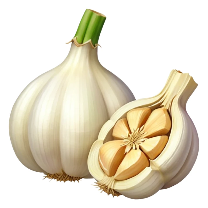 garlic with cut piece sticker