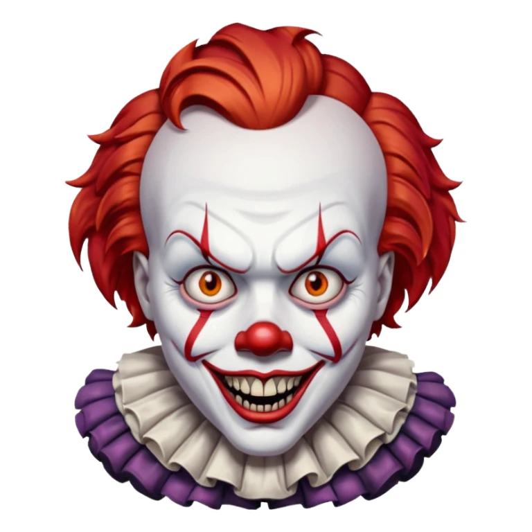 create a scary pennywise clown with cracks in his face sticker