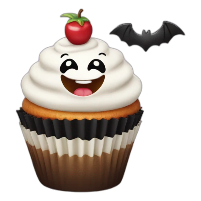 Happy cupcake with black bats sticker