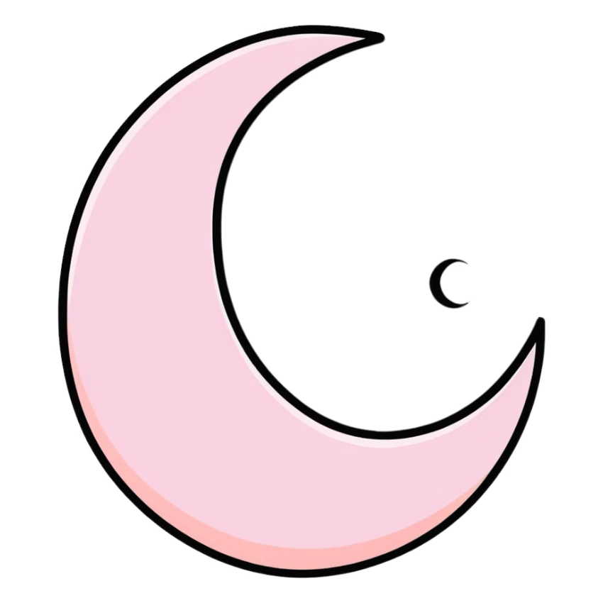 shimmering light pink crescent moon with sparkles sticker