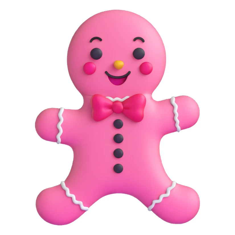 winking pink gingerbread man with heart-shaped buttons sticker
