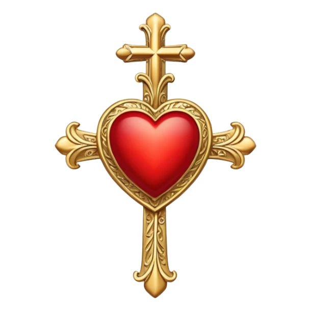 Red heart with gold cross sticker
