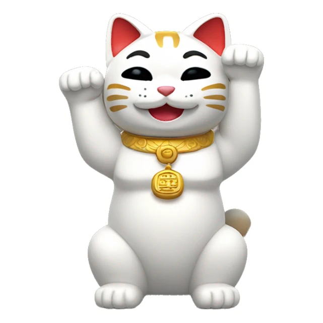 smiling Maneki Neko with both arms up  sticker