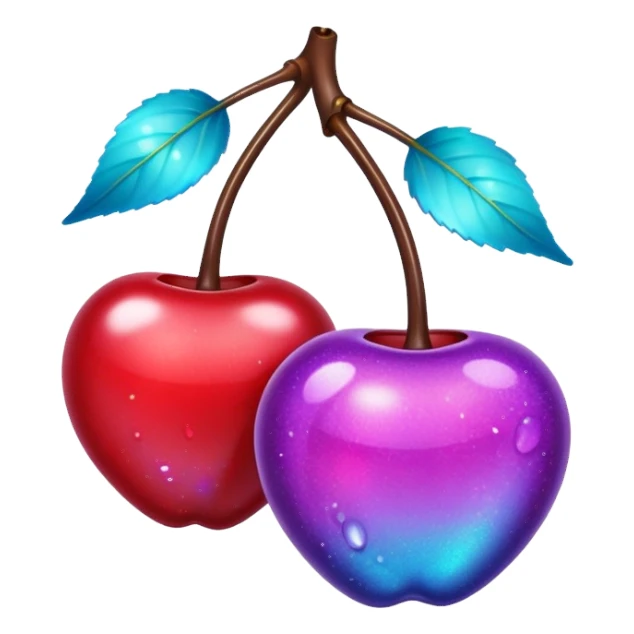 glitter purple and cian 2 cherrys sticker