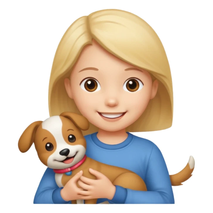 child with dog toy sticker