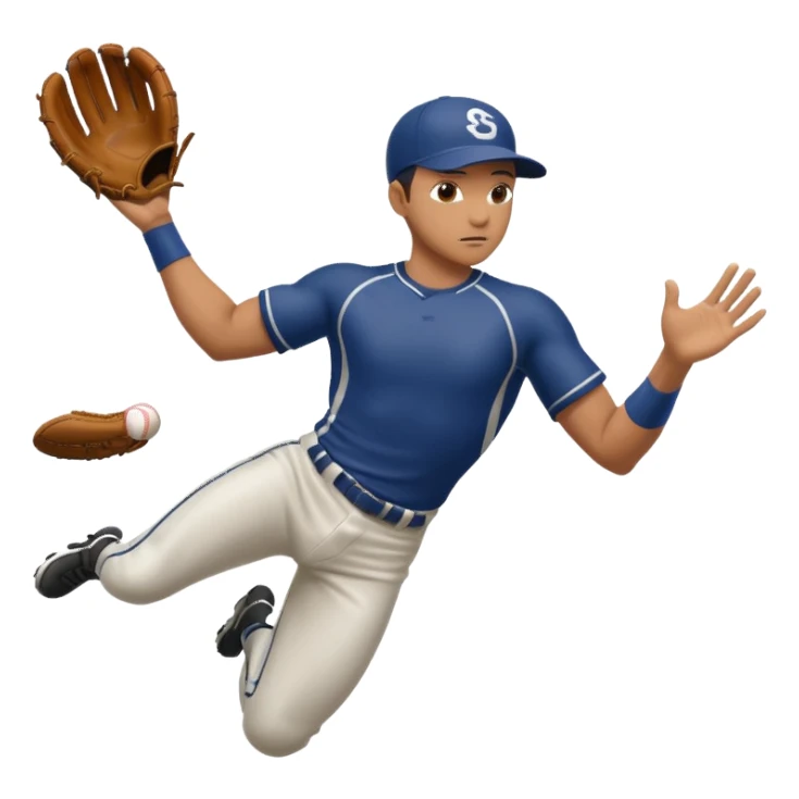 baseball player diving to catch the ball sticker