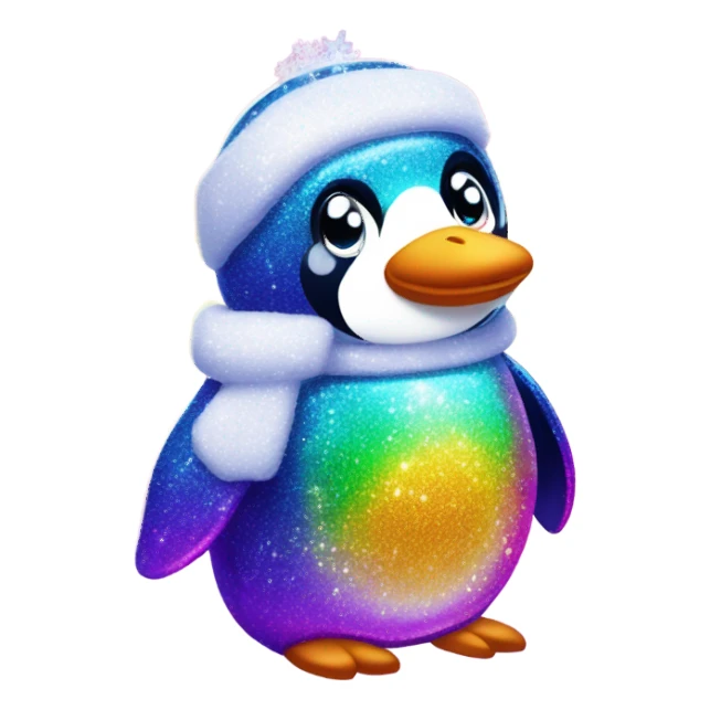 Lisa frank glitter penguin with snow flake sticker
