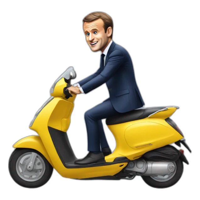 Emmanuel Macron en train de cabrer sur un scooter sticker