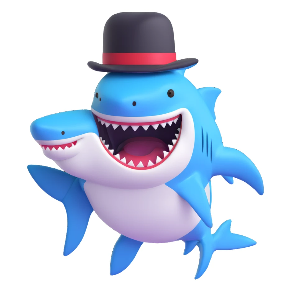 shark wearing a top hat sticker
