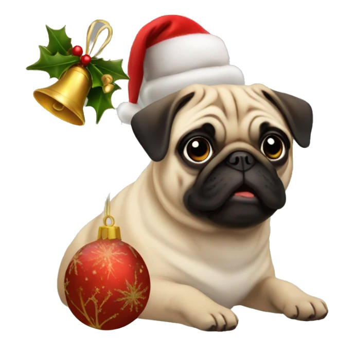 Christmas bells and pug sticker