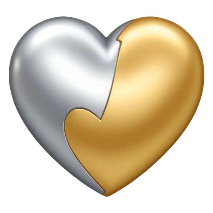 Gold and silver heart sticker