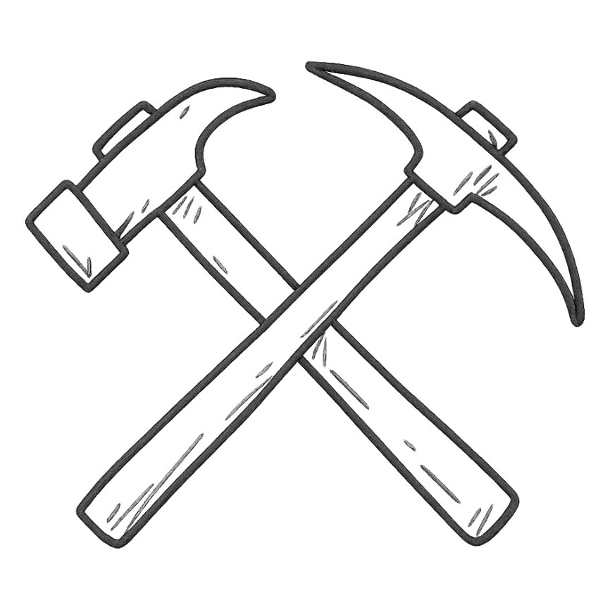 hammer and pickaxe icon sticker