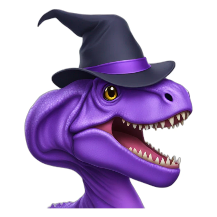 purple t-rex with wizard hat on  sticker