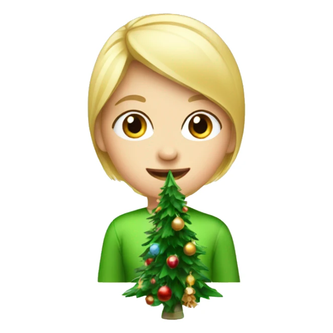 Blond Girl decorating Christmas tree sticker