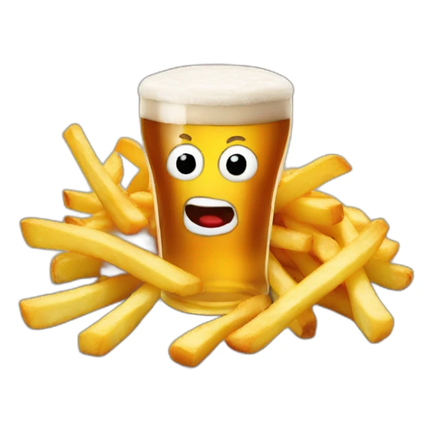 fries drinking beer sticker